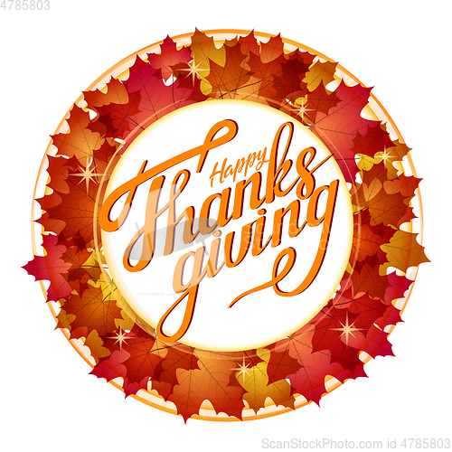 Image of Hand drawn Happy Thanksgiving lettering banner. vector illustration.