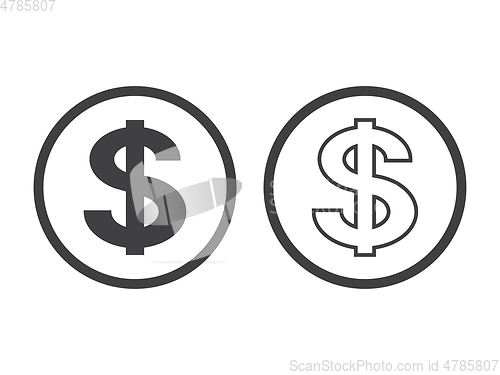 Image of dollar symbol isolated on white background. Vector