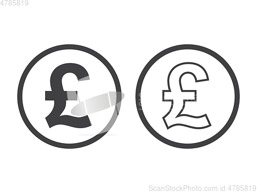 Image of pound currency symbol. Vector illustration isolated on white