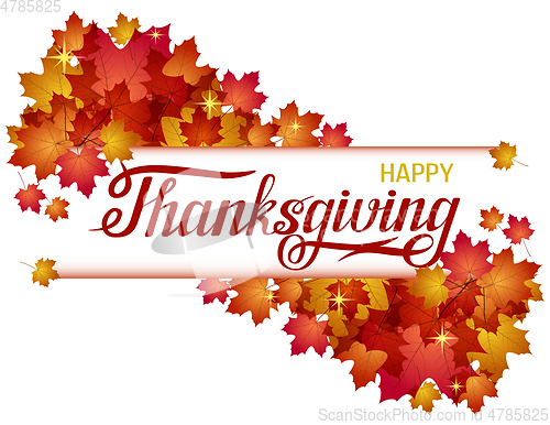 Image of Hand drawn Happy Thanksgiving lettering banner. vector illustration.