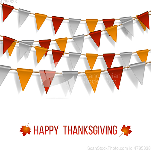 Image of Thanksgiving Day, flags garland on white background.