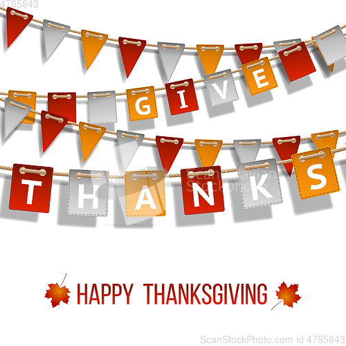 Image of Thanksgiving Day, flags garland on white background.