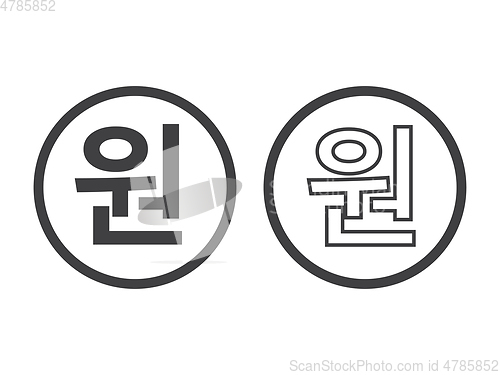 Image of Korean won local symbol, currency sign isolated on white