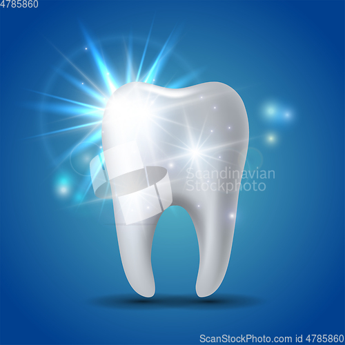 Image of White shining tooth, concept whitening of human tooth.