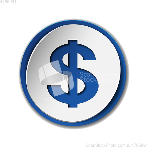 Image of Dollar currency symbol on colored circle flat icon