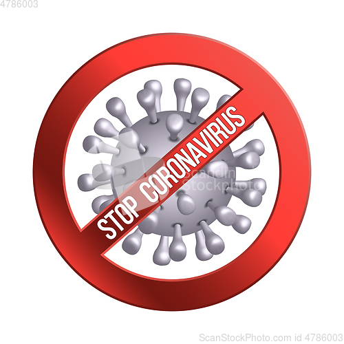 Image of Coronavirus Icon with Red Prohibit Sign, 2019-nCov novel coronavirus concept sign