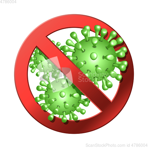 Image of Coronavirus Icon with Red Prohibit Sign, 2019-nCov novel coronavirus concept sign