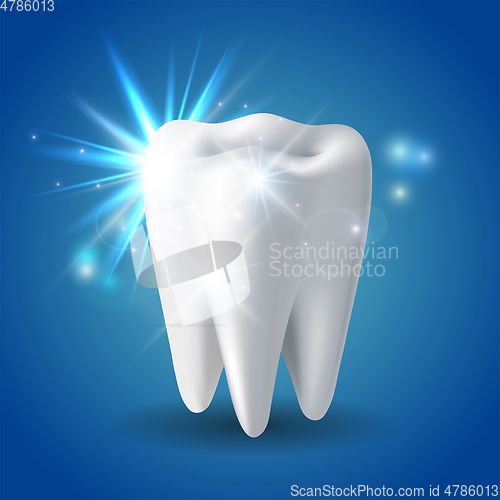 Image of White shining tooth, concept whitening of human tooth.