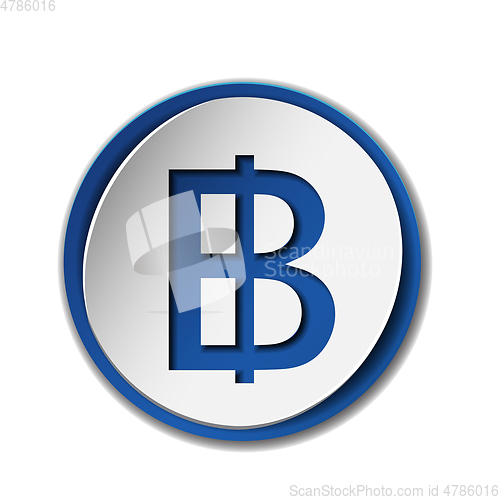 Image of Baht currency symbol on colored circle flat icon