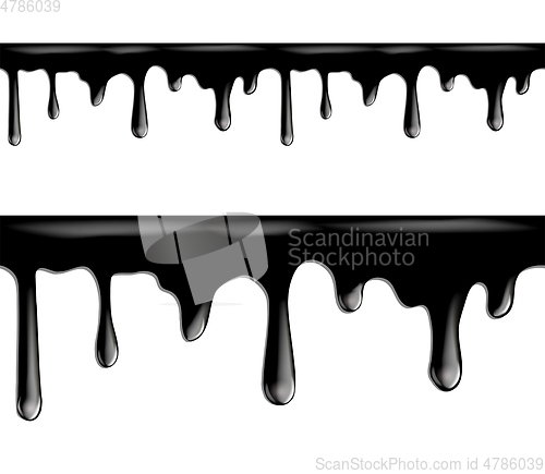 Image of Black paint dripping isolated on white background.