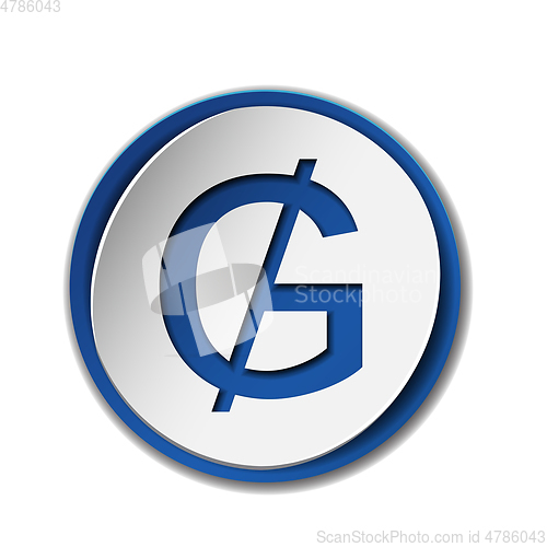 Image of Guarani currency symbol on colored circle flat icon