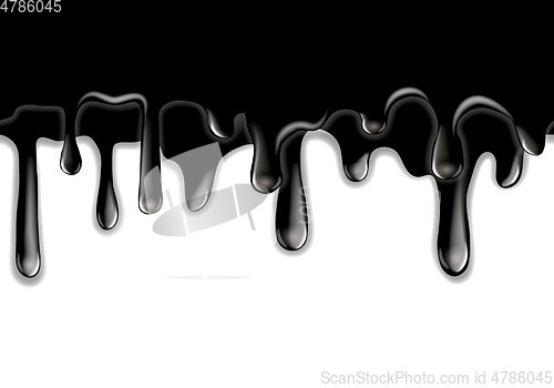 Image of Black paint dripping isolated on white background.