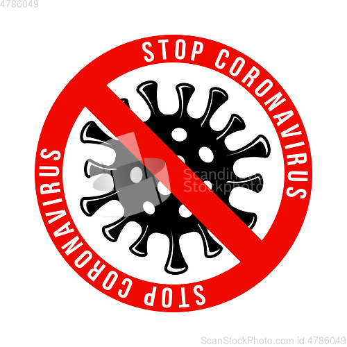 Image of Coronavirus Icon with Red Prohibit Sign, 2019-nCov novel coronavirus concept sign