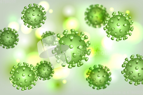Image of Vector of Coronavirus 2019-nCoV and Virus background with disease cells