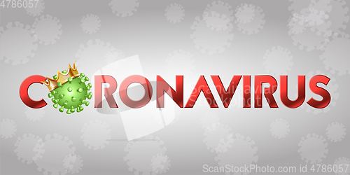 Image of The word Coronavirus with Covid-19 icon and Virus background with disease cells