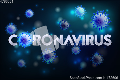 Image of The word Coronavirus with Covid-19 icon and Virus background with disease cells