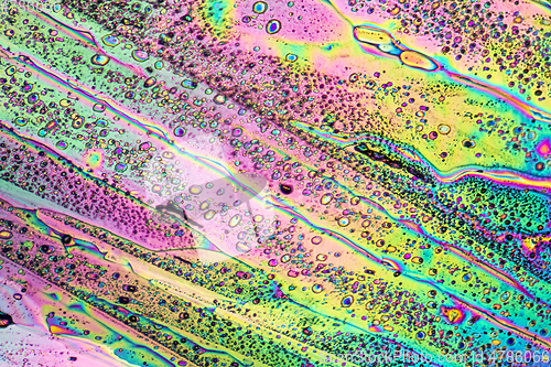 Image of colorful Sodium acetate micro crystals