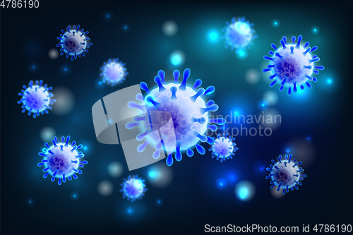 Image of Vector of Coronavirus 2019-nCoV and Virus background with disease cells
