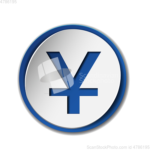 Image of Yuan currency symbol on sticker label, isolated on white.