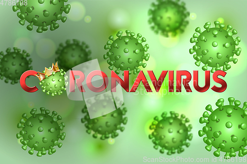 Image of The word Coronavirus with Covid-19 icon and Virus background with disease cells