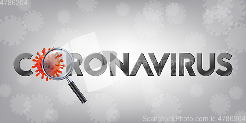 Image of The word Coronavirus with Covid-19 icon and Virus background with disease cells