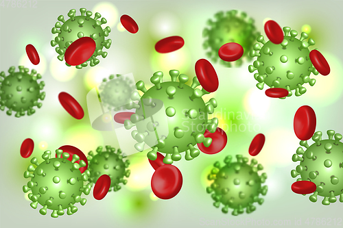 Image of Vector of Coronavirus 2019-nCoV and Virus background with disease cells