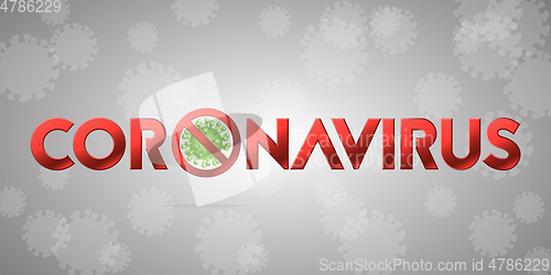 Image of The word Coronavirus with Covid-19 icon and Virus background with disease cells