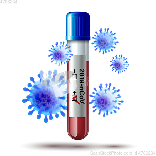 Image of Test tube with blood sample for COVID-19, Coronavirus test.