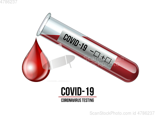 Image of Test tube with blood sample for COVID-19, Coronavirus test.