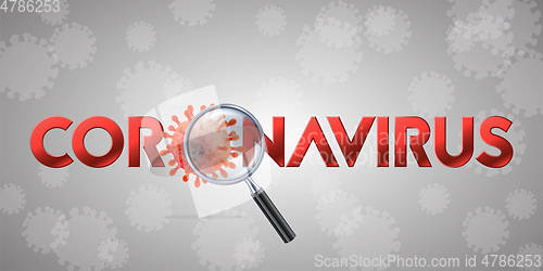 Image of The word Coronavirus with Covid-19 icon and Virus background with disease cells