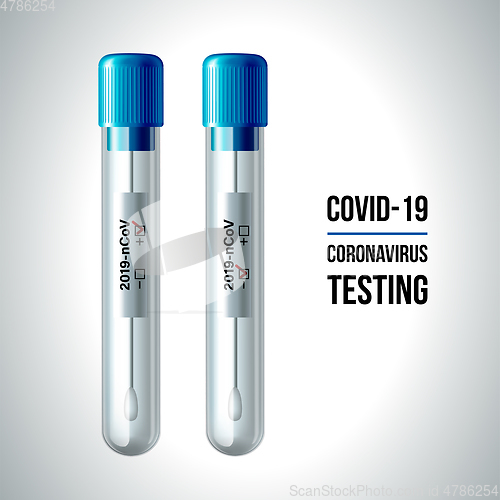 Image of Test tubes with cotton swab for nasopharyngeal specimens.