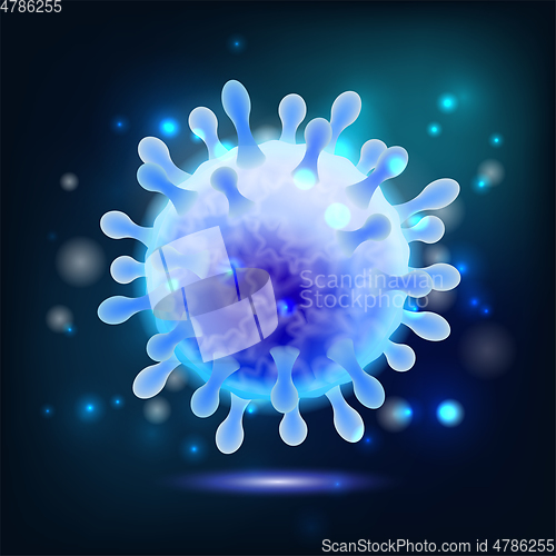 Image of Coronavirus 2019-nCoV disease cell on dark background.
