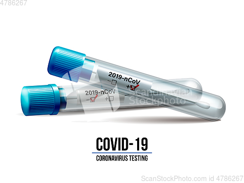 Image of Test tubes with cotton swab for nasopharyngeal specimens.