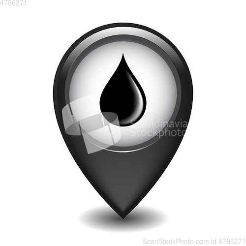 Image of Black Glossy Style Map Pointer With Black fuel drop