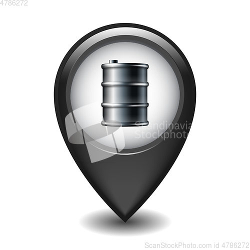 Image of Black Glossy Style Map Pointer With Black oil barrel.