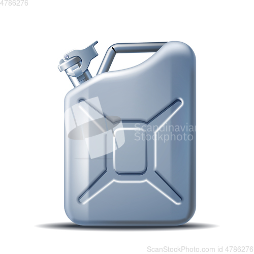 Image of Grey canister of engine oil or petroleum isolated on white.
