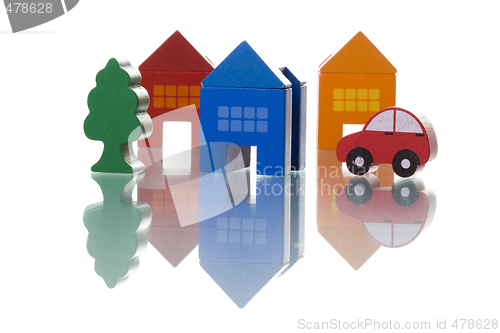Image of Houses, car and tree