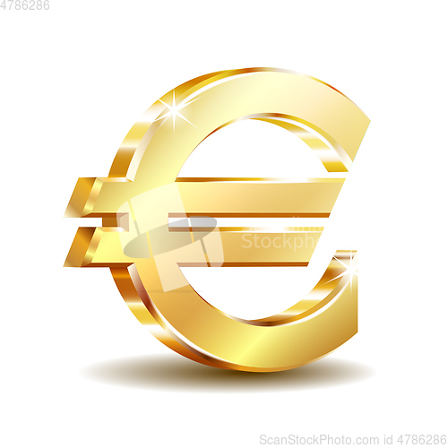 Image of Gold sign euro currency. Vector illustration isolated on white
