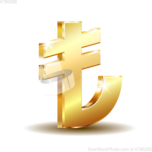 Image of Shiny golden Turkish Lira Sign. TL currency symbol. Turkish Money.