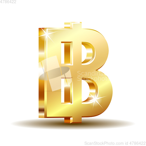 Image of Thai baht golden currency symbol, money sign vector illustration