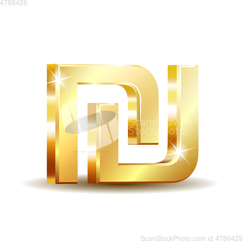 Image of Israeli shekel currency golden shiny symbol, vector illustration