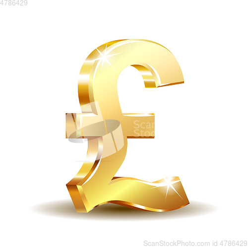 Image of Shiny golden pound currency symbol. Vector illustration