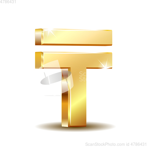 Image of Kazakhstani tenge currency symbol, golden money sign, vector illustration