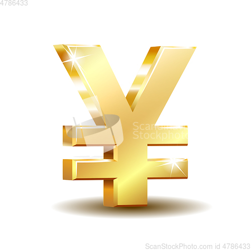 Image of Shiny golden yen currency symbol isolated on white.