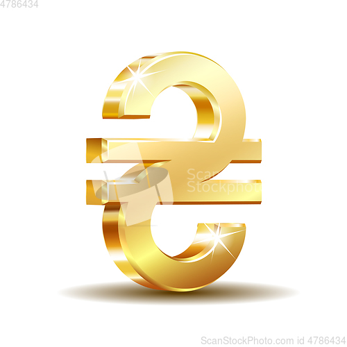 Image of Shiny gold Ukrainian Hryvnia currency sign. Vector illustration