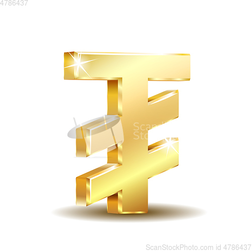 Image of Mongolian tugrik currency symbol, golden money sign