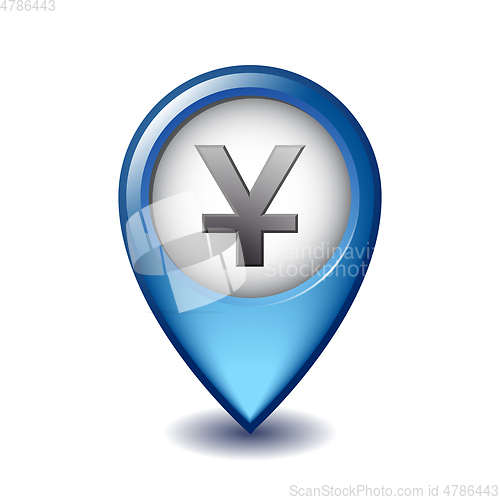 Image of Yuan currency symbol Mapping Marker vector icon.