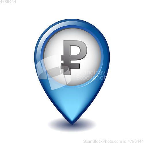 Image of Russian ruble currency symbol Mapping Marker vector icon.