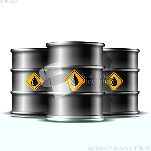 Image of Group of three black standard metal barrel