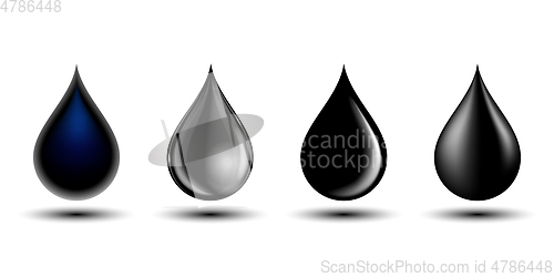 Image of Set of different black drop, vector illustration